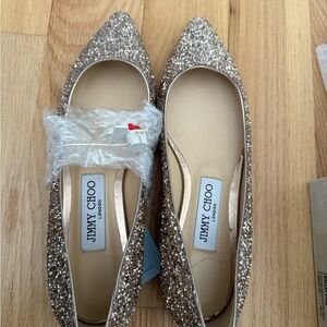 Jimmy Choo Gold Glitter Women's flat shoes